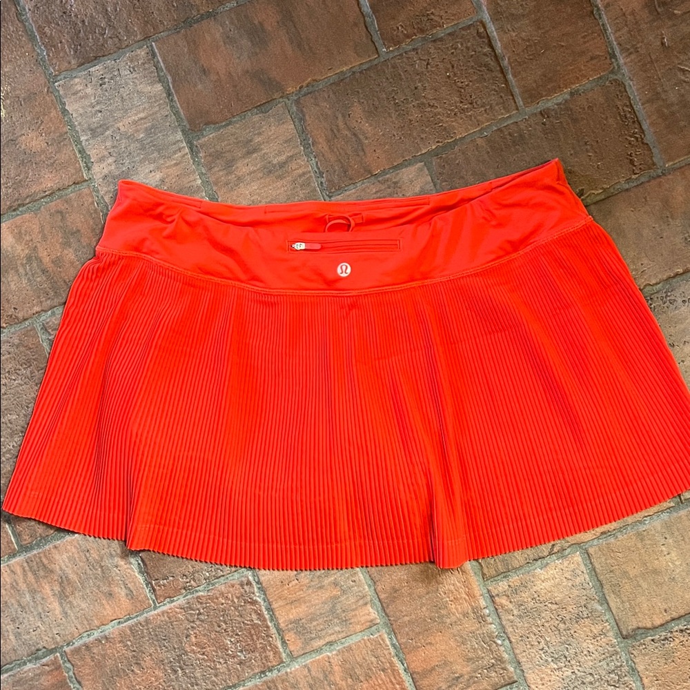 🕶️lululemon skort Pleat to Street Mid-Rise Skirt Tennis Golf Hot Heat Red 14 XL - Picture 7 of 10